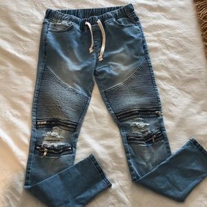 Elastic waist stretch jeans